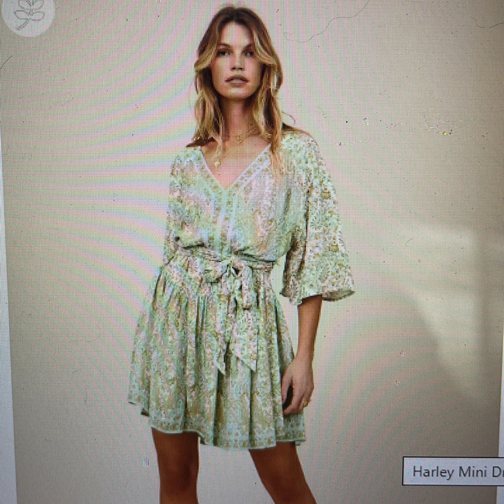 Arnhem Harley Mini Dress Sage- Size Aus 12 Or Us L